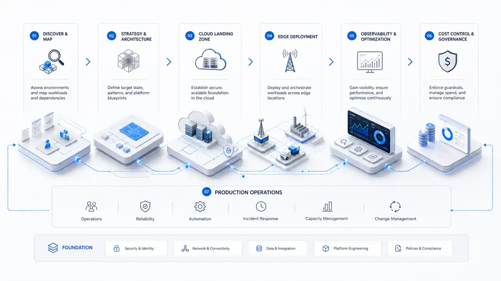 Vertex Consulting Cloud and edge infrastructure delivery flow diagram