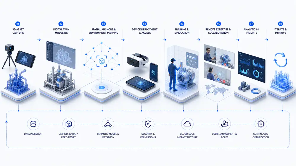 Vertex Consulting Spatial computing and XR delivery workflow diagram